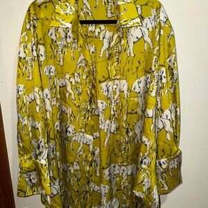 Zara Yellow and White Elephant Print Shirt